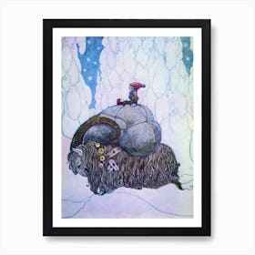 The Yule Goat Christmas Artwork 1917 - John Bauer Art - Scandinavian (Swedish) Storybook Illustration WINTER Fairytale HD Remastered Art Print