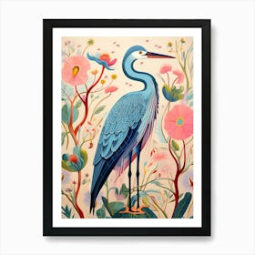 Pink Scandi Great Blue Heron 7 Art Print