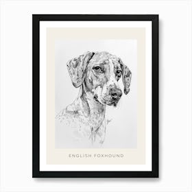 English Foxhound Dog Line Sketch 4 Poster Art Print