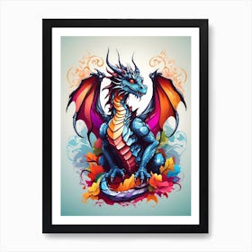 Dragon With Colorful Wings Art Print