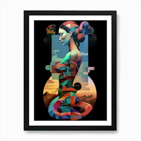 Portrait of a woman , surreal, "Eclectic Freedom" Art Print