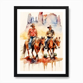 Two Cowboys On Horses Art Print