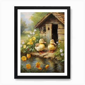 Ducklings At The Cottage 3 Art Print