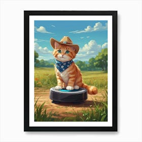 Cat In A Cowboy Hat Art Print