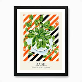 Marche Aux Legumes Basil Summer Illustration 3 Art Print