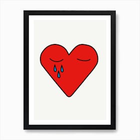 Heart With Tears Illustration Art Print