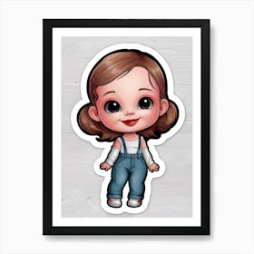 Cute Girl Sticker Art Print