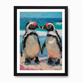 African Penguin Paradise Harbor Oil Painting 2 Art Print