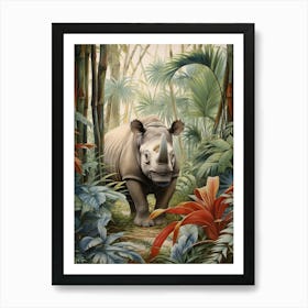 Cold Tones Of A Rhino Walking Through The Jungle 4 Art Print