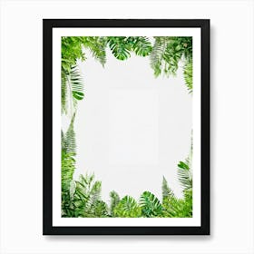 Nature Fern Square Hipster Blank Floral Blue Exotic Pastel Modern Fashion Plant Style T (5) Art Print