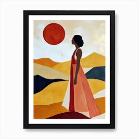 Woman In Red Dress, Minimalism, Boho Art Print