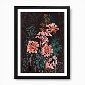 Art Deco Florals Taupe Brown Art Print