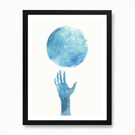 Hand Holding A Blue Globe Art Print