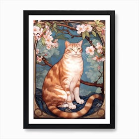 Apple With A Cat 3 Art Nouveau Style Art Print