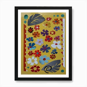 Flowers On A Yellow Background Art Print