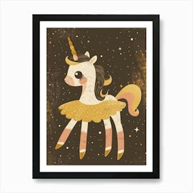 Unicorn In A Tutu Mustard Muted Pastels 3 Art Print