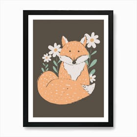 Fox With Flowers Art Print