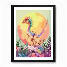 Rainbow Pastel Utahraptor Dinosaur Art Print