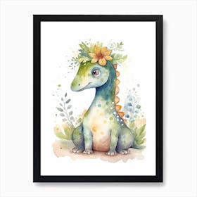 Corythosaurus Cute Dinosaur Watercolour 3 Art Print