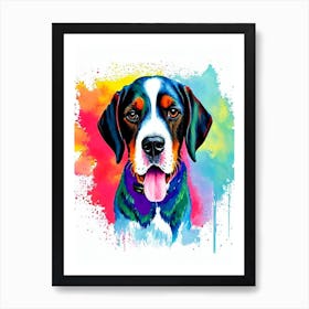 American English Coonhound Rainbow Oil Painting Dog Art Print