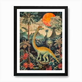 Dinosaur In A Paradise Landscape Painting 3 Art Print