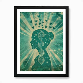 Dna Strands In The Heart Art Print