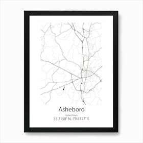 Asheboro,United States Minimalist Map Art Print