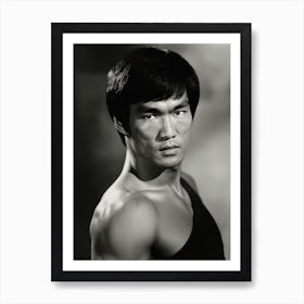 Black And White Photograph Of Bruce Lee Art Print