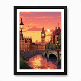 Big Ben And The House Of Parliament Pixel Art 4 Art Print