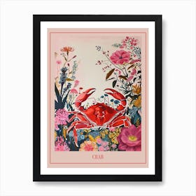 Floral Animal Painting Crab 1 Poster Art Print