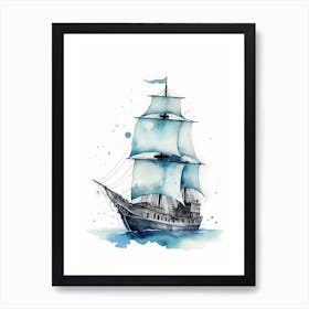 Sailing Ships Watercolor Painting (28) Art Print