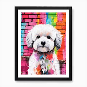 Aesthetic Maltese Dog Puppy Brick Wall Graffiti Artwork Art Print