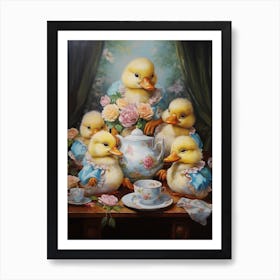 Ducklings At A Traditional Afternoon Tea 2 Art Print