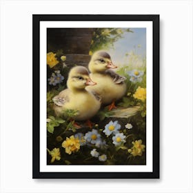 Ducklings At The Cottage 2 Art Print