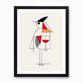 Bird And Cocktail Line Art 4 Art Print