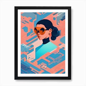 Futuristic Woman wearing Sunglasses Art Print