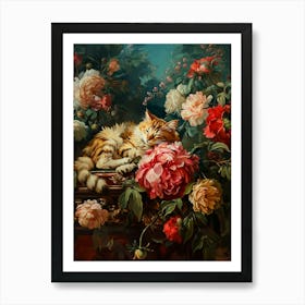 Cat Sleeping Rococo Inspired 2 Art Print