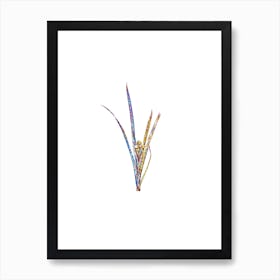 Stained Glass Yellow Iris Mosaic Botanical Illustration on White n.0094 Art Print