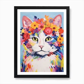 Ragamuffin Cat With A Flower Crown Painting Matisse Style 3 Art Print