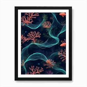 Coral Reef Seamless Pattern Art Print