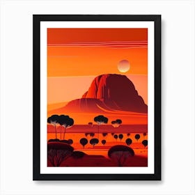 Uluru Retro Sunset Art Print
