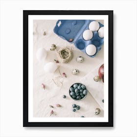 Easter Eggs And Blueberries 3 Art Print