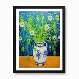 Flowers In A Vase Still Life Painting Love In A Mist Nigella 1 Art Print
