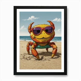 Crab On The Beach Canvas Print Art Print