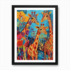 Cute Geometric Giraffe Pattern 1 Art Print