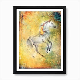 Horse Drawing Art Illustration In A Photomontage Style 25 Art Print