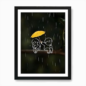 Couple In The Rain Art Print