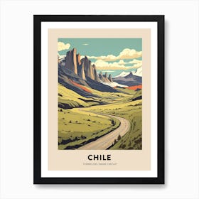 Torres Del Paine Circuit Chile 2 Vintage Hiking Travel Poster Poster