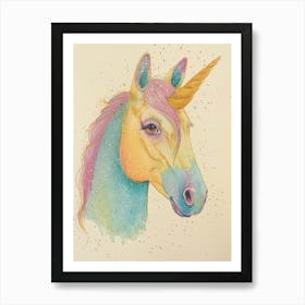 Pastel Storybook Style Unicorn 9 Art Print