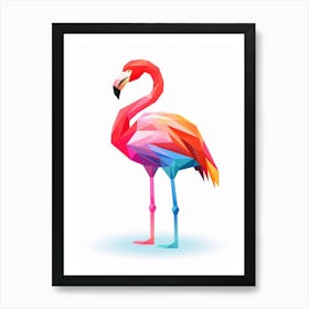 Colourful Geometric Bird Greater Flamingo 2 Art Print